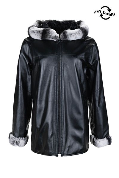 Tamer Tanca Women's Genuine Leather Black Leather Coat