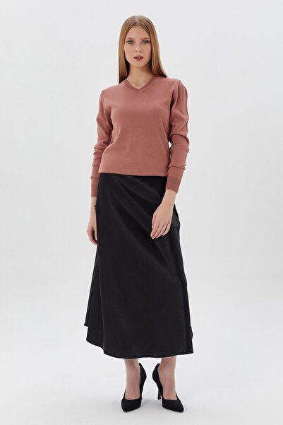 Shopping Shop Πλεκτό πουλόβερ με λαιμόκοψη V με ξερό άραμπα