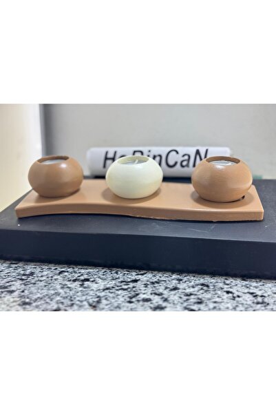 BLANJ 4 Parça mocca Tabaklı kahve & krem - Beton Mumluk