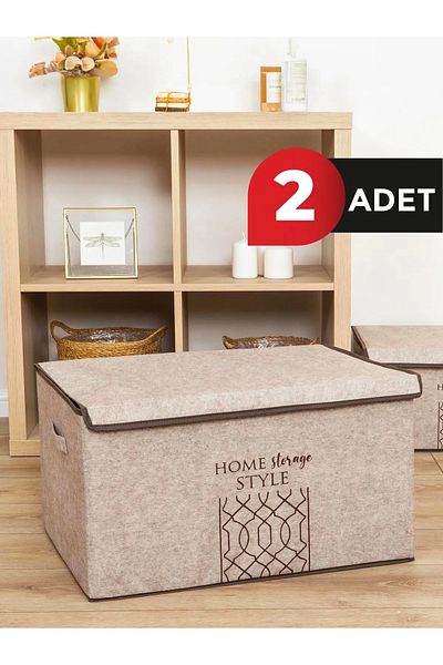 Smyak Mega Plus Grey Felt Box με Καπάκι - 57x41x31 CM, 2 ΤΕΜ.