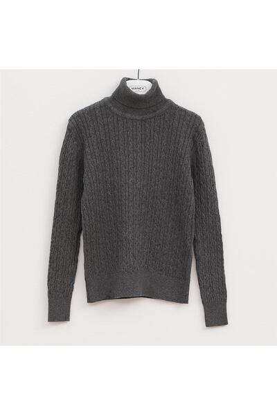 WANEX Erkek Çocuk Uzun Kol İnce Balıkçı Sweat - 16290 - Antrasit