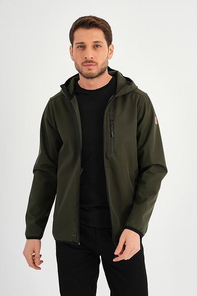 ALEXANDERGARDI Υδατοαπωθητικό Softshell υφασμάτινο παλτό με κουκούλα με φερμουάρ και φλις εσωτερικά (E24-MNT-01)
