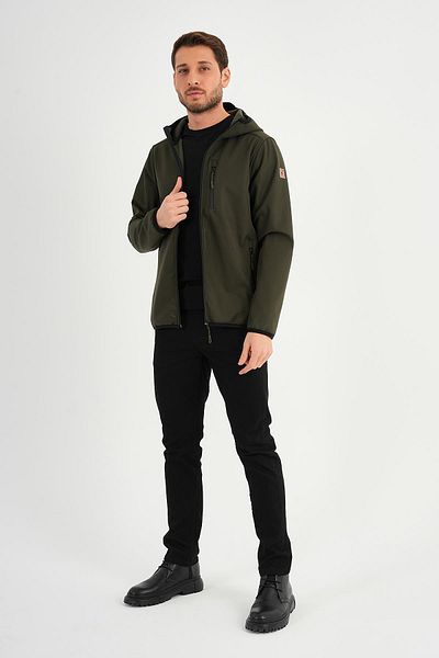 ALEXANDERGARDI Υδατοαπωθητικό Softshell υφασμάτινο παλτό με κουκούλα με φερμουάρ και φλις εσωτερικά (E24-MNT-01)