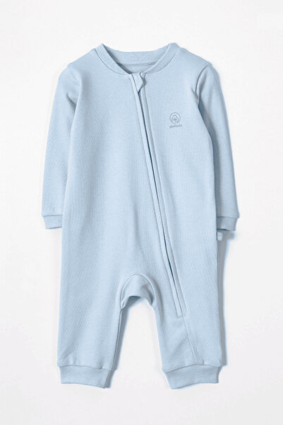 liaboo Organik Pamuk Fermuarlı Bebek Tulumu Mavi