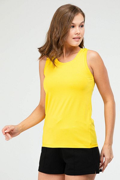 speedlife Yellow Regular Plain Open Neck Sleeveless Women Sport Singlet Sf0746