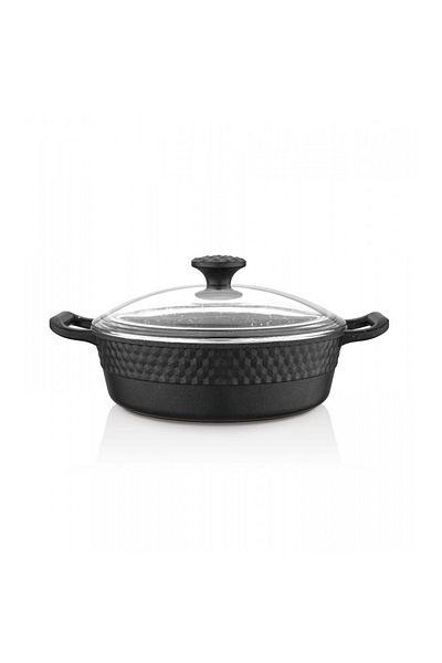 Leony Cast Iron Granite 26 cm Oblate Rice and Karnıyarık Cookware