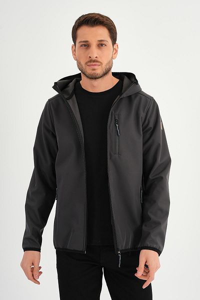 ALEXANDERGARDI Υδατοαπωθητικό Softshell υφασμάτινο παλτό με κουκούλα με φερμουάρ και φλις εσωτερικά (E24-MNT-01)