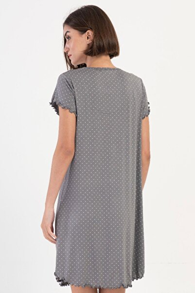 VİENETTA Γυναικείο κοντομάνικο γκρι χιτώνα με λαιμόκοψη V C2T4N0O304