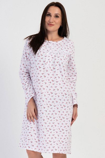 VİENETTA Plus Size 2 Thread Long Sleeve Pink Nightgown
