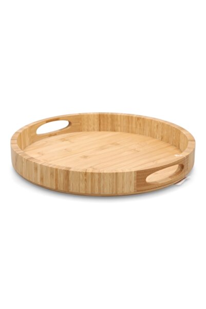 Bien Servi Round Bamboo Serving Tray with Handle 38 x 5cm