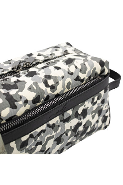 Uderra Leather Uderra Men's Genuine Leather Black-Grey Camouflage Pattern Handbag - S2Et0230