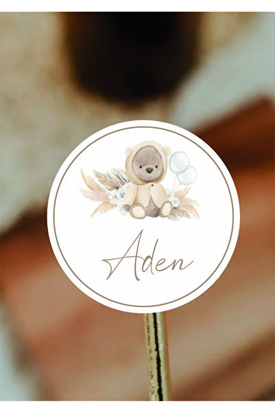 WALLHUMAN İsimli Kişiye Özel Yuvarlak Bebek Etiket/sticker 4x4cm 96 Adet