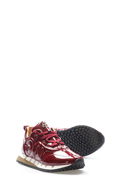 TUGERDİ Burgundy Patent Leather Genuine Leather Thermo Sole Lace up Women's Shoes - Tg 09167261400873