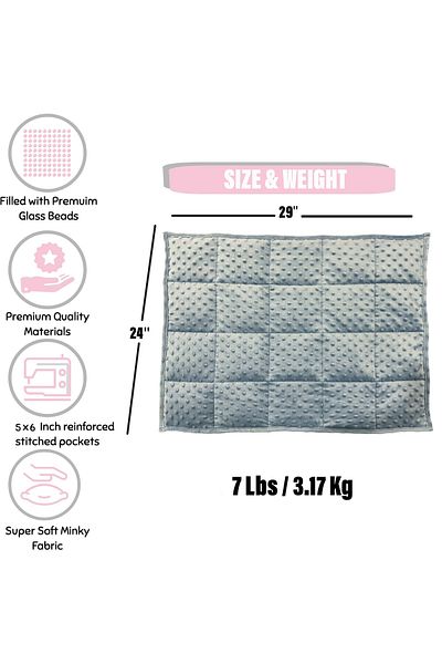 Fabienne Weighted Lap Blanket 7Lbs Weighted Lap Pad 74x61cm Ash Grey for Adults and Teens