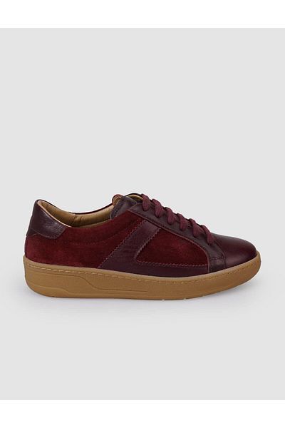 Cabani 100% Genuine Suede Leather Claret Red Women's Sneakers