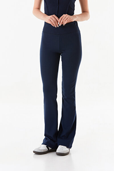 Fulla Moda Beli Lastikli Yüksek Bel Flare Pantolon