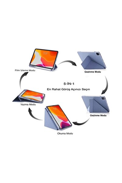 m.tk moveteck İpad Air 11 Inç M3 2025 Air 4 5 6. Nesil Kılıf Kalem Bölmeli Akıllı Uyku Modlu Tablet Kapak (UYUMLU)