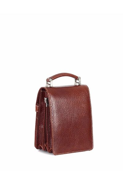 Aka Deri Aka Leather 301 - Genuine Leather Men's Hand and Shoulder Strap Bag - Tan