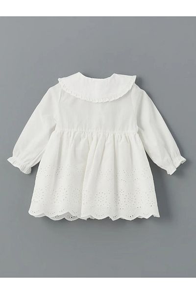 LC Waikiki Lcw Baby Ecru Baby Collar Embroidered Baby Girl Dress