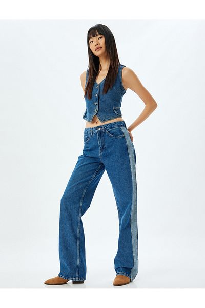 Koton Mittelgroße Damen-Jeanshose in Indigo – 5WAL40194MD