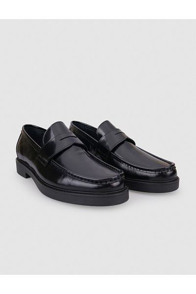 Cabani 100% Genuine Leather Black Opening Men's Casual Shoes