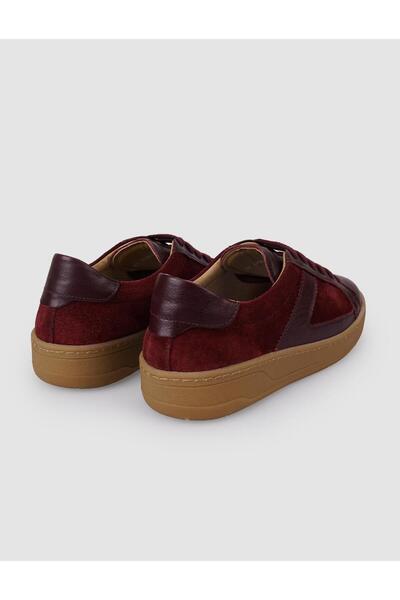 Cabani 100% Genuine Suede Leather Claret Red Women's Sneakers