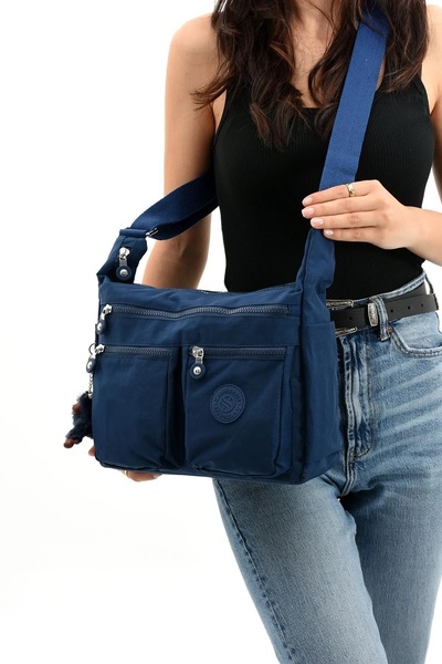 Sanmorris Sn 3023 Синя сумка через плече - Водостійка, багатосекційна сумка через плече з крихким ручкою