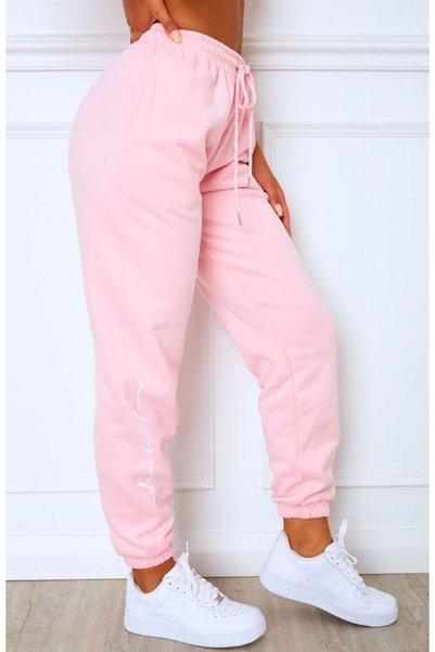 JustBS PEMBE KADIN PAMUKLU 3 İPLİK MEVSİMLİK JOGGER EŞOFMAN ALTI