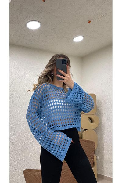 MODA CROP DE tricotaje scurte ajurate pentru femei