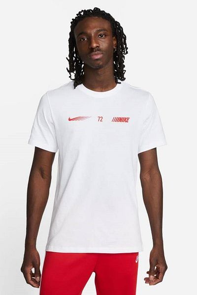 Nike Λευκό βαμβακερό ανδρικό μπλουζάκι - Sportswear Standard Issue, κοντομάνικο