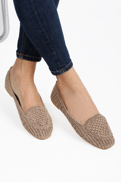 RENKLİBUTİK Women's Ballerinas Flat Mesh Lace Mesh Lightweight Comfortable Sole Stylish Casual Shoes