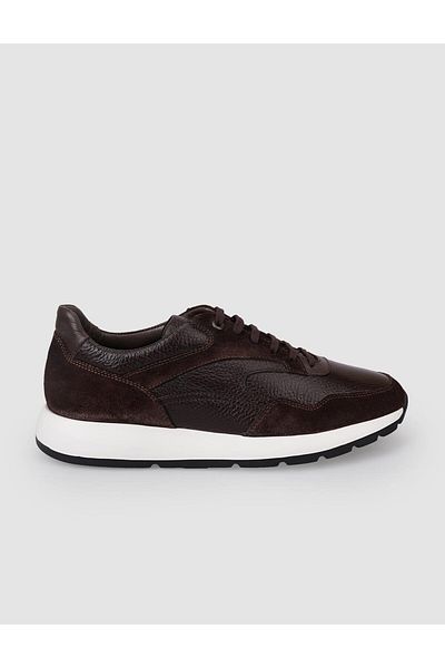 Cabani 100% Genuine Leather Brown Men's Sneakers