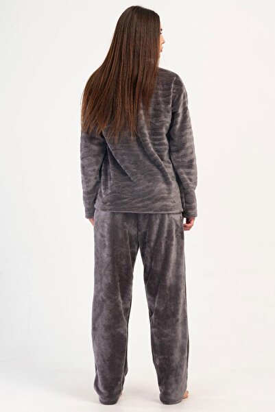 VİENETTA Kadın Welsoft Uzun Kol Gri Pijama Takım C1T3N1O304