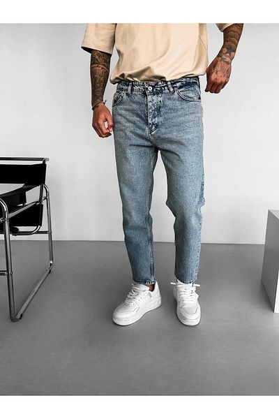 ablukaonline Blue Boyfriend Fit Ανδρικό Τζιν - Πλένεται