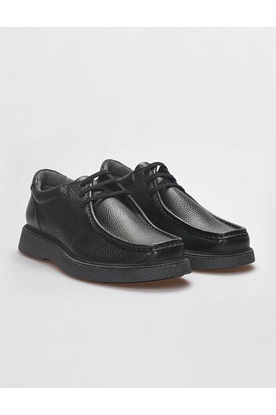 Cabani Genuine Leather Black Lace-Up Men's Casual Shoes