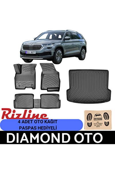 Rizline Skoda Kodiaq 3d havuzlu paspas ve bagaj havuzu 2016-2017-2018-2019-20...