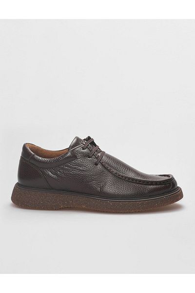 Cabani Genuine Leather Brown Lace-Up Men's Casual Shoes