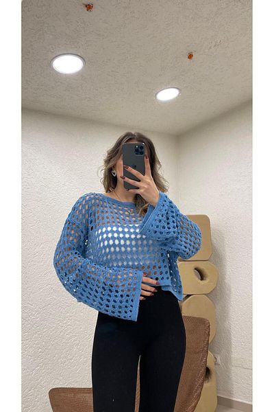 MODA CROP DE tricotaje scurte ajurate pentru femei