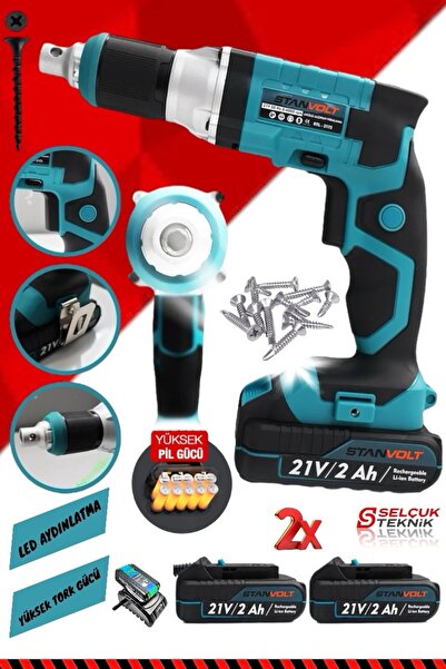 STANVOLT Metal Şanzıman Otomatik Alçıpan Vidalama Hızlı Şarjlı Alçıpan Vidalama