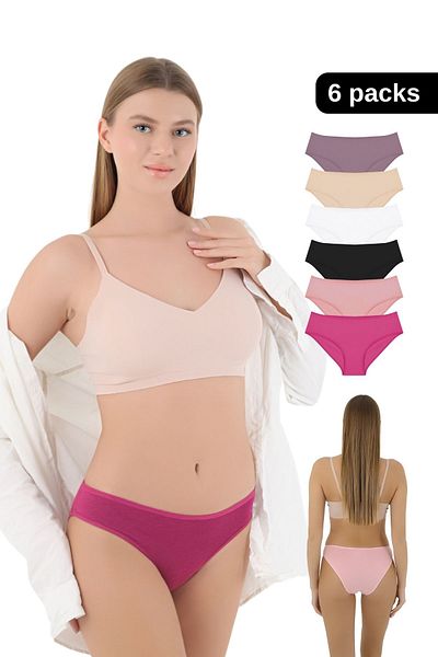 CNT Chiloți de damă din bumbac pieptănat Lycra, pachet premium de 6