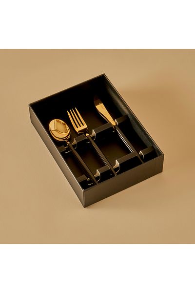 Bella Maison Siena 18 Piece Dessert Fork Spoon Knife Set Gold-Black