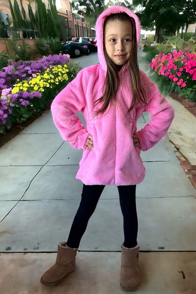 LEON CLUB Girl's Elastic Waist Plush Coat (You Can Prefer to the Size Table That You See)