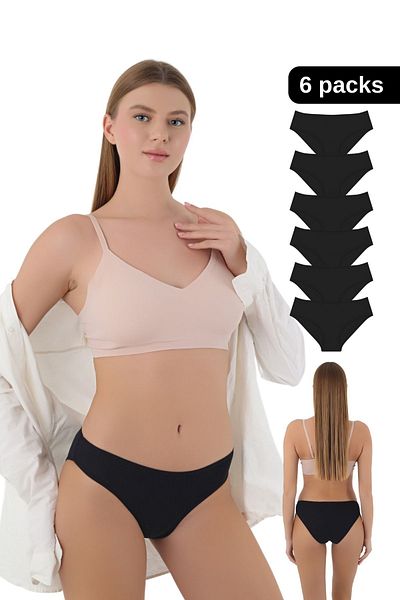 CNT Chiloți de damă din bumbac pieptănat Lycra, pachet premium de 6