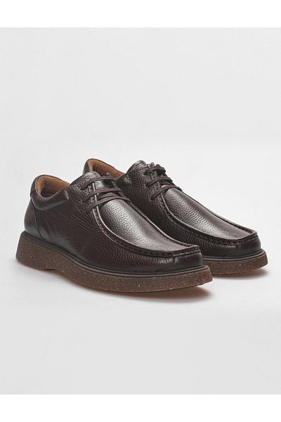 Cabani Genuine Leather Brown Lace-Up Men's Casual Shoes