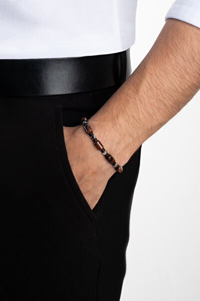 So CHIC... Jasper Taşlı 21 Cm Çelik Erkek Bileklik