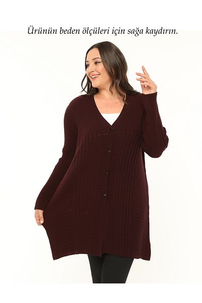 Laden Knitwear Large Size Long Women's Stretchy Claret Red Soft Mother Cardigan