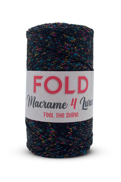 FOLD Simli Polyester Makrome No:4 Siyah Multi Color Polyester Makrome Ipi 2 Mm - 200 gr -230 M Supla Ip