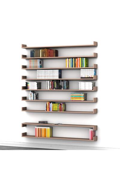 RAFKESTİR BOOK  DUVAR RAF SET HARELİ CEVİZ (MAT)
