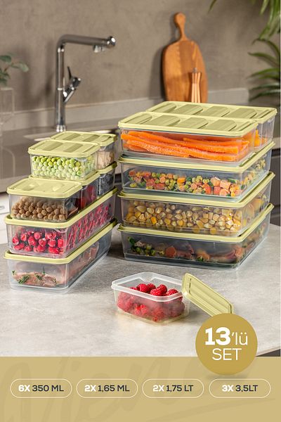 Vienev Yellow Refrigerator Freezer Organizer - Set of 13 Storage 6X350Ml 2X165Lt 3X350Lt 2X175Lt
