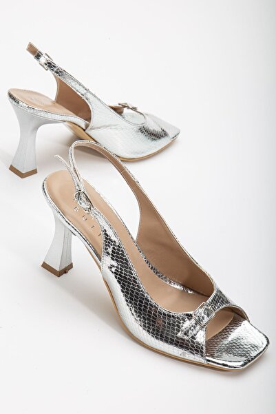 MaskButik Felya Open Back Heeled Shoes Silver
